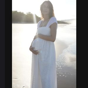 Hatch The Ivy Eyelet Midi Dress - White Eyelet / 1